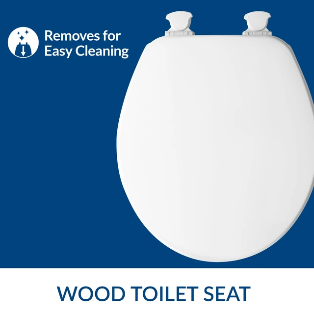 Alt view image 2 of 7 - CHURCH Toilet Seat, Easy Clean Hinges Release for Deep Cleans, Durable Enameled Wood Seat, Round, White