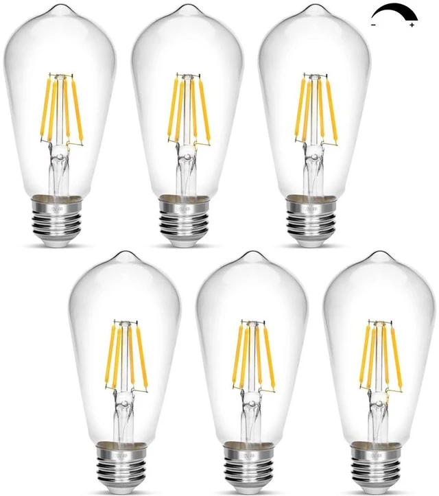 Main image of Dimmable Vintage Edison Bulb 4W,Equivalent 40W Incandescent,ST18 Antique LED Filament Bulbs,Daylight White 4000K 450 Lumens,E26 Led Bulb,Pack of 6