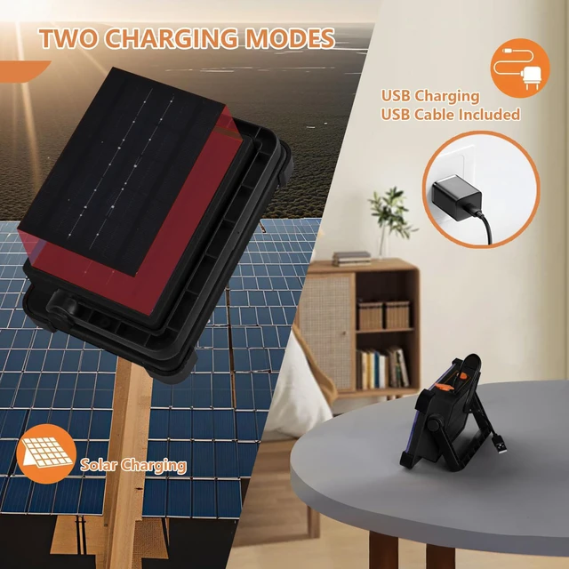 Alt view image 6 of 7 - 120W Solar Rechargeable Work Light, 144 LED Portable Flood Light with Stand, IP66 Waterproof 4 Modes LED Job Site Lighting Flashlights for Mechanic Camping Fishing Car Repair