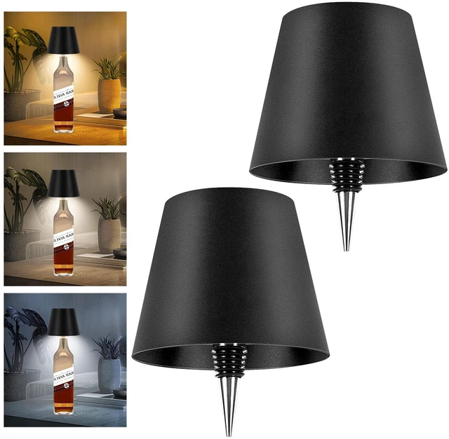 Main image of 2 Pack Wine Bottle Lamps, 2026 New 3 Color Rechargeable Wireless Bottle Lamps, Bottle Lamp Kit for Liquor Bottles with Touch Dimming for Parties, Restaurants & Home Decor (Black)