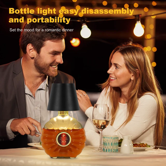 Alt view image 5 of 7 - 2 Pack Wine Bottle Lamps, 2026 New 3 Color Rechargeable Wireless Bottle Lamps, Bottle Lamp Kit for Liquor Bottles with Touch Dimming for Parties, Restaurants & Home Decor (Black)