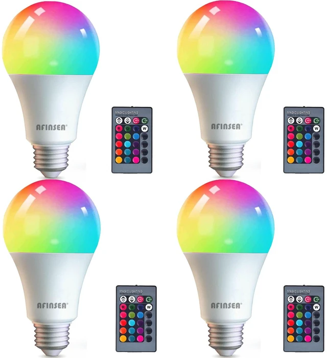 Main image of RGB Color Changing Light Bulbs,40W Equivalent,9W RGB LED Light Bulbs,A19 E27/E26 Warm White 6500K,16 Color Multicolor Light Bulb Dimmable Light for Home Party Bedroom Outdoor(4Pack)