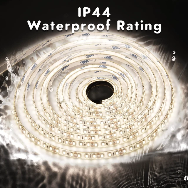Alt view image 5 of 7 - White LED Strip Lights, IP44 Waterproof 2835 LED Lights, 6000K 12V 65.6ft/20m Flexible Ribbon, Kitchen Cabinet Lighting, Outdoor/Indoor
