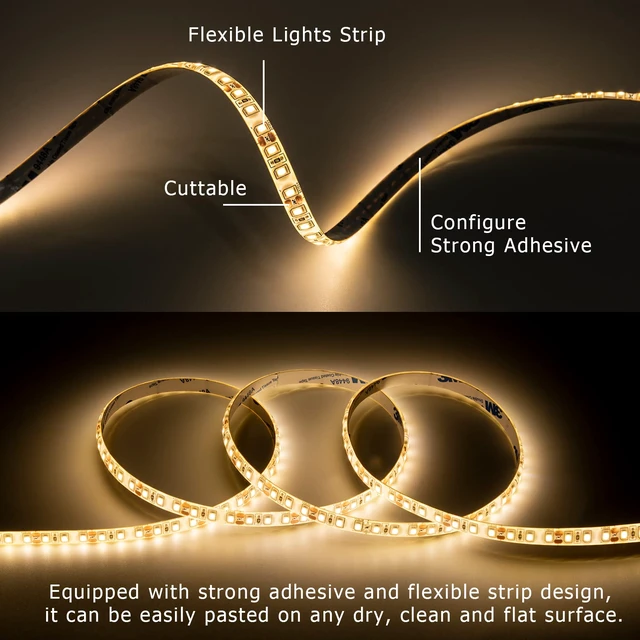 Alt view image 4 of 7 - Warm LED Strip Lights, Waterproof Cuttable 1200 SMD 2835 LED Tape, 12V 65.6ft/20m Flexible Ribbon, Kitchen Cabinet Lighting (Warm White)