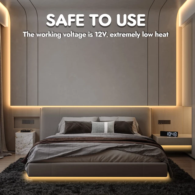 Alt view image 7 of 7 - Warm LED Strip Lights, Waterproof Cuttable 1200 SMD 2835 LED Tape, 12V 65.6ft/20m Flexible Ribbon, Kitchen Cabinet Lighting (Warm White)