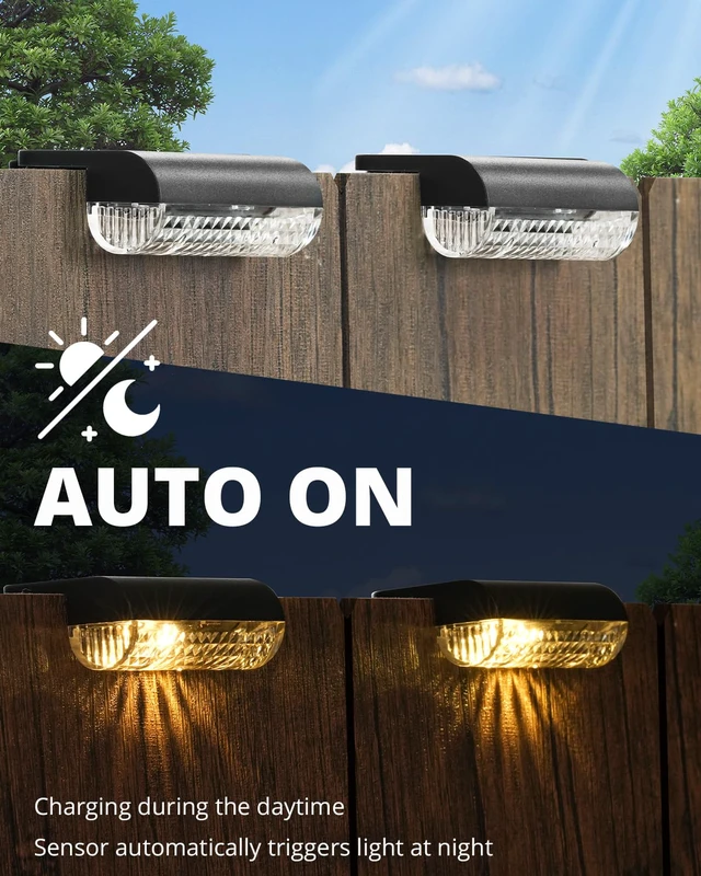 Alt view image 3 of 7 - 24 Pack Solar Step Lights Outdoor Stairs, Solar Deck Lights 3000K Warm White, Auto Dusk-to-Dawn, Weatherproof, Low Profile, Solar Lights Outdoor for Fence Deck Patio Backyard Balcony