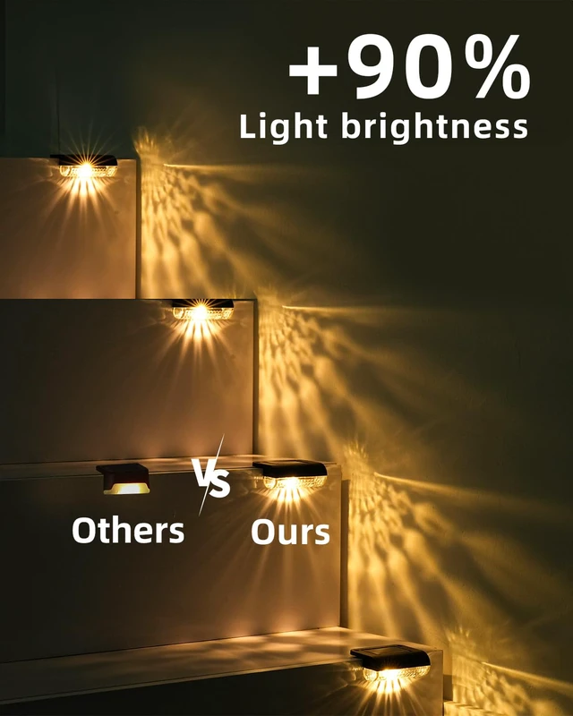 Alt view image 2 of 7 - 24 Pack Solar Step Lights Outdoor Stairs, Solar Deck Lights 3000K Warm White, Auto Dusk-to-Dawn, Weatherproof, Low Profile, Solar Lights Outdoor for Fence Deck Patio Backyard Balcony