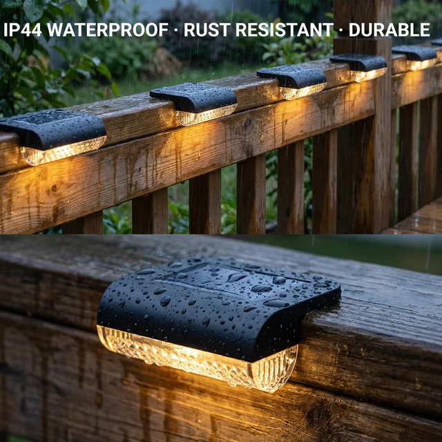Alt view image 6 of 7 - 24 Pack Solar Step Lights Outdoor Stairs, Solar Deck Lights 3000K Warm White, Auto Dusk-to-Dawn, Weatherproof, Low Profile, Solar Lights Outdoor for Fence Deck Patio Backyard Balcony