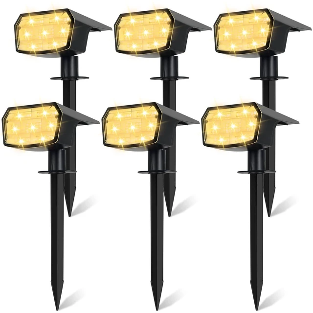 Main image of 6-Pack Solar Spot Lights Outdoor Waterproof,Landscape Spotlight Warm White 59 LED, 3 Lighting Modes, IP65 Waterproof, Solar Powered Outdoor Lights for Yard Garden
