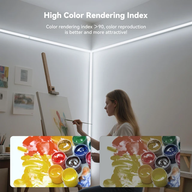 Alt view image 7 of 7 - White LED Strip Lights,COB LED Strip Light 6000K Daylight White,Dimmable 32.8ft 24V LED Tape Lights,Flexible Super Bright Strip Lighting with Remote for Under Cabinet,Mirror,Bedroom,DIY Project
