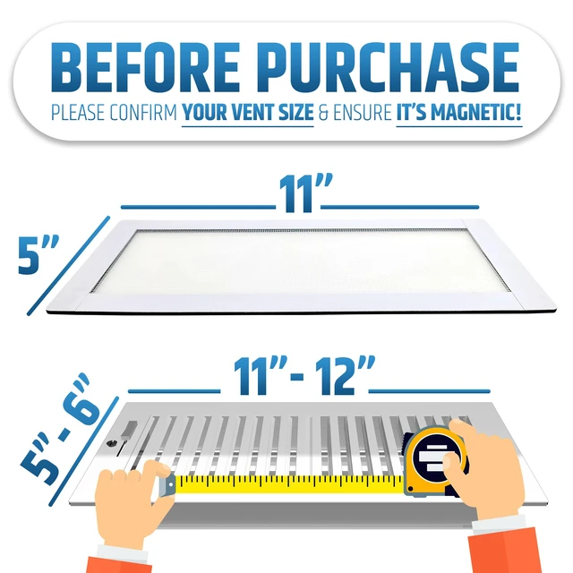 Alt view image 2 of 7 - Powerful Magnetic Vent Screen Mesh Covers (3-Pack - New & Improved) - Will Never Move/Fall - for Floor, Wall & Ceiling Registers of Width 5" to 6", Length 11" to 12" - Strong Neodymium Magnets | White