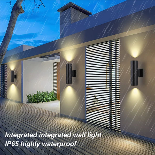 Alt view image 4 of 7 - Up and Down Wall Lights 1 Pack, Cylinder Outdoor Wall Sconce Light Aluminum Modern Outdoor Light Fixture and Exterior Wall Sconces Anti-Rust Waterproof for Porch Patio Wet Location Door Way