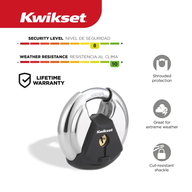 Alt view image 2 of 7 - Discus Padlock with Boron Carbide Shackle, 2-3/4" Body, 1-Pack Shrouded Shackle Resists Cutting and Prying; Weather-Resistant Build for Gates, Sheds and Storage Units
