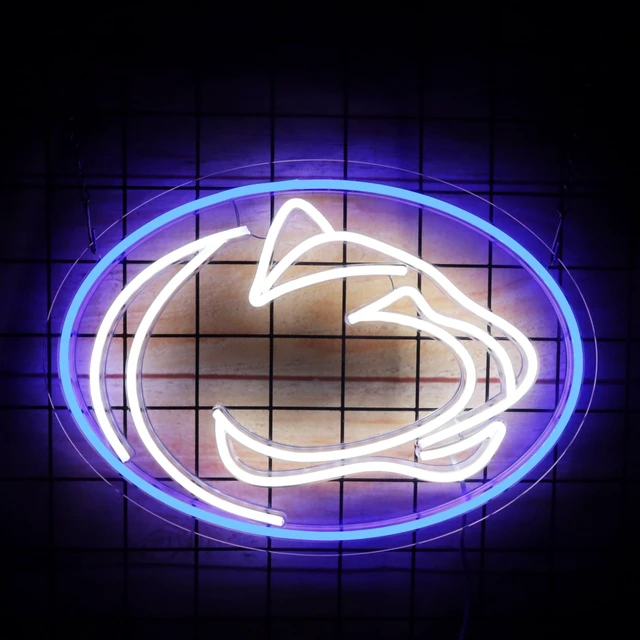 Main image of Pen State Neon Sign for Room Decor Neon Light LED Team Sign Sports Neon Sign for Man Cave Wall Decor University Dormitory Decoration USB Powered Dimmable 15.2"*10.8"