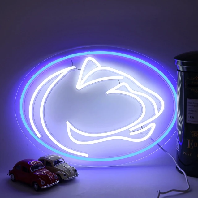 Alt view image 4 of 7 - Pen State Neon Sign for Room Decor Neon Light LED Team Sign Sports Neon Sign for Man Cave Wall Decor University Dormitory Decoration USB Powered Dimmable 15.2"*10.8"