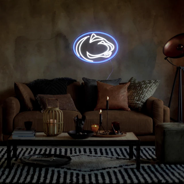Alt view image 5 of 7 - Pen State Neon Sign for Room Decor Neon Light LED Team Sign Sports Neon Sign for Man Cave Wall Decor University Dormitory Decoration USB Powered Dimmable 15.2"*10.8"