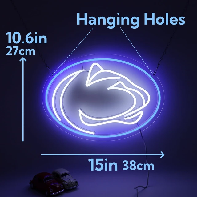 Alt view image 7 of 7 - Pen State Neon Sign for Room Decor Neon Light LED Team Sign Sports Neon Sign for Man Cave Wall Decor University Dormitory Decoration USB Powered Dimmable 15.2"*10.8"