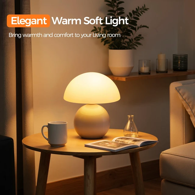 Alt view image 7 of 7 - Mushroom Lamp Table Lamp for Bedroom, Portables Cordless Table Lamp,Wireless lamp,Small Bedside Table Touch Lamps for Living Room,Mini Mushroom 5200mAh Battery Operated Lamp Modern Cream