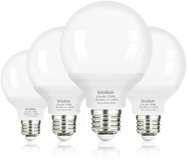 Main image of G25 LED Vanity Light Bulbs for Bathroom, Globe Bulb 40W Equivalent 2700K Warm White, E26 Base Round Bulb for Makeup Mirror, 6W LED Replaces 40W Bulb, 600LM, Non-Dimmable, 4 Pack