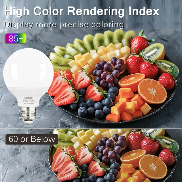 Alt view image 5 of 7 - G25 LED Vanity Light Bulbs for Bathroom, Globe Bulb 40W Equivalent 2700K Warm White, E26 Base Round Bulb for Makeup Mirror, 6W LED Replaces 40W Bulb, 600LM, Non-Dimmable, 8 Pack