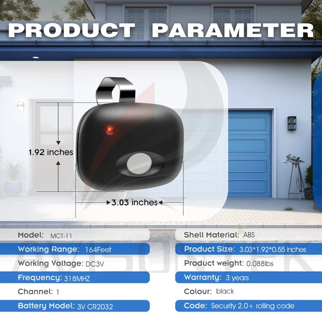 Alt view image 7 of 7 - 3-Pack MCT-11 Linear Garage Door Opener Remote Replacement LD033 LD050 LS050