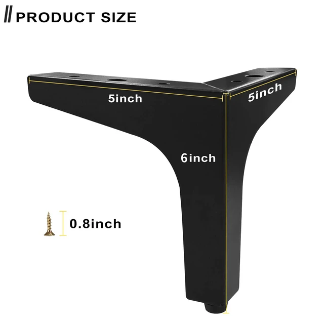 Alt view image 2 of 7 - Furniture Legs Modern Feet: Couch Legs Replacement Set of 8 - Metal Sofa Legs 6 Inch Heavy Duty