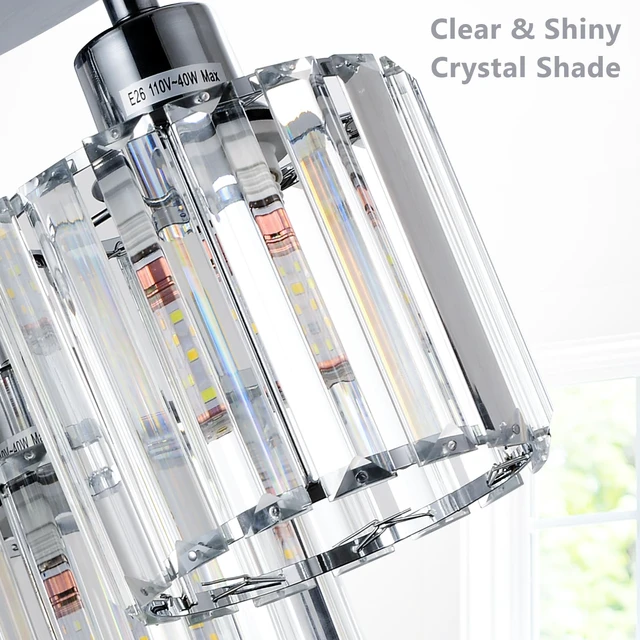 Alt view image 4 of 7 - Semi Flush Mount Ceiling Light,3-Light Modern Close to Ceiling Light Fixtures,Kitchen Light with Clear Crystal Shades, Hallway Light Fixtures for Kitchen Entryway Bedroom Bathroom Foyer