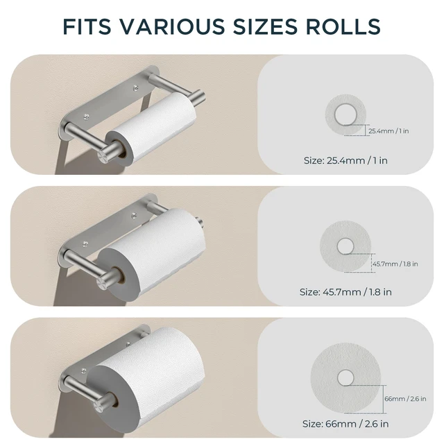 Alt view image 7 of 7 - Commercial Toilet Paper Holder Wall Mount Bathroom Tissue Holder Brushed Nickel | Adhesive or Screw | SUS304 Stainless Steel Rustproof | Pivoting Tissue Roll Holder | Round Base