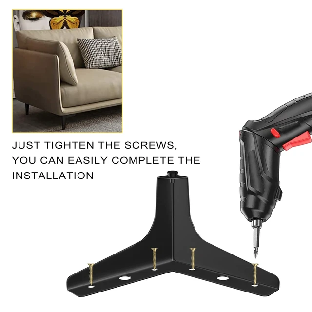 Alt view image 6 of 7 - Furniture Legs Modern Feet: Couch Legs Replacement Set of 8 - Metal Sofa Legs 6 Inch Heavy Duty