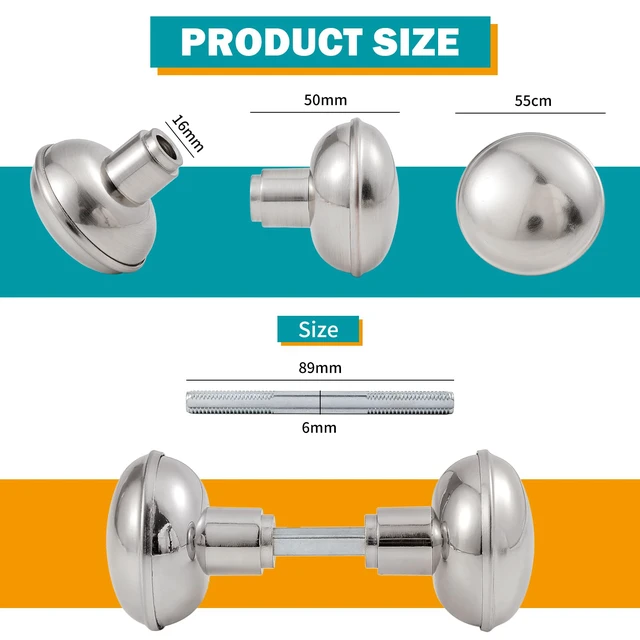 Alt view image 2 of 4 - 2 Pack Brushed Nickel Door Knob Set with Spindle, Old Style Door Knobs Replacement Set for Mortise Lock Interior Doors, Satin Nickel