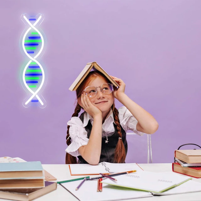 Alt view image 7 of 7 - DNA Double Helix Neon Signs for Wall Decor, Dimmable LED DNA Neon Light Art Wall Sign, USB Powered for Man Cave Gaming Room Bedroom Biology Science Gift Decor for Nurse Doctor Physician(4.7 * 16.1in)