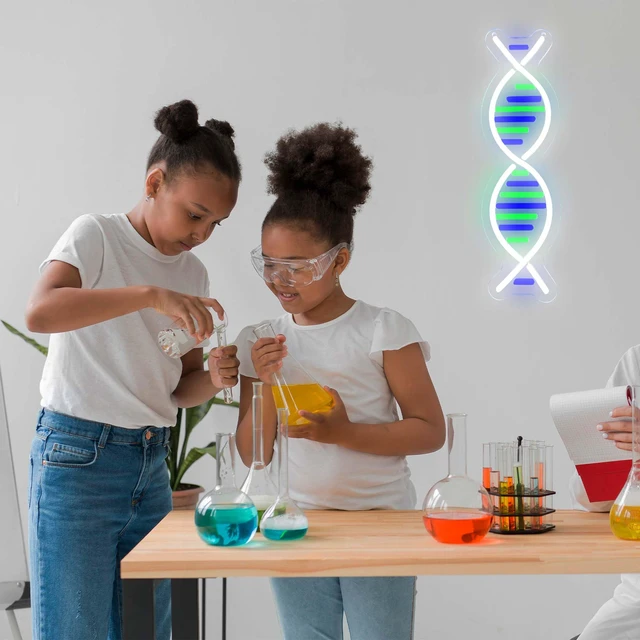 Alt view image 6 of 7 - DNA Double Helix Neon Signs for Wall Decor, Dimmable LED DNA Neon Light Art Wall Sign, USB Powered for Man Cave Gaming Room Bedroom Biology Science Gift Decor for Nurse Doctor Physician(4.7 * 16.1in)