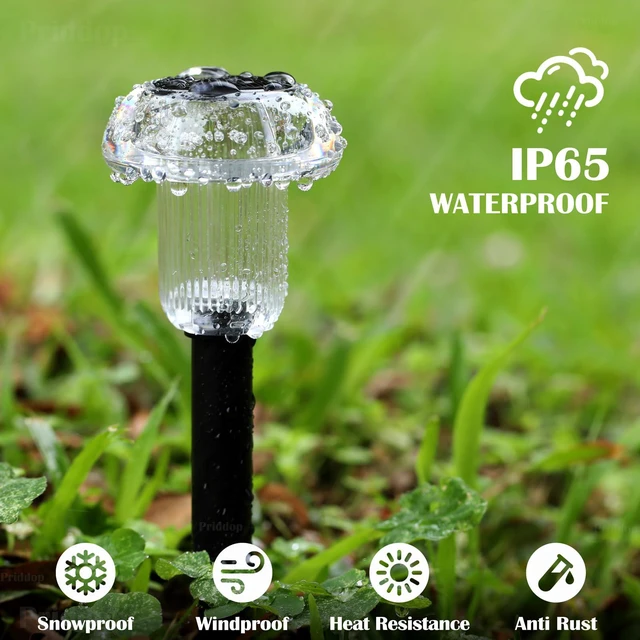 Alt view image 6 of 7 - Solar Lights Outdoor Waterproof 12 Pack Garden Decor Color Changing Pathway Stake Lights for Yard Patio Lawn Planter Landscape Path, Auto On/Off Acrylic Mushroom Shape LED Christmas Decor