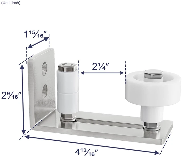 Alt view image 5 of 7 - Sliding Barn Door Floor Guide for Bottom Adjustable Roller 8 Setup Options for DIYers - Flush Design Bottom Flat Barn Door Floor Guide Stay Roller (Brushed Nickel) 2PCS