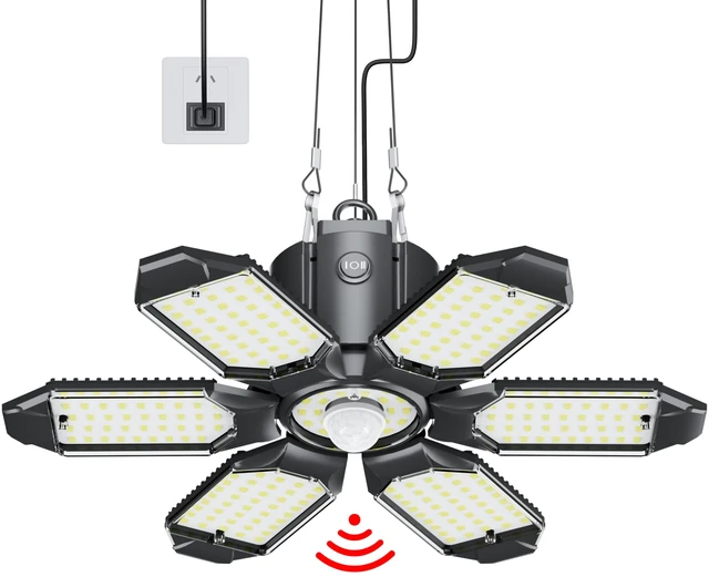 Main image of Motion Sensor Garage Light, 200W 20000LM Plug in Motion Sensor Light Indoor, Shop Lights for Garage Motion Activated Deformable Panels, Dusk to Dawn Sensor Light for Basement, Workshop, Warehouse