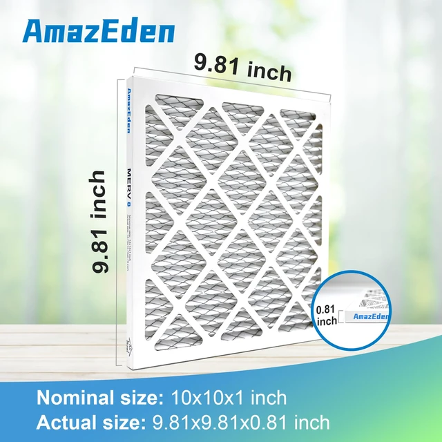 Alt view image 2 of 6 - 10x10x1 Air Filter 4 Pack MERV 8 Dust Defense Pleated Filters AC Furnace HVAC Replacement for Home Office MPR 600 FPR 5 (Exact Dimensions: 9.81x9.81x0.81 Inches)