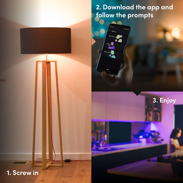 Alt view image 6 of 7 - LED Light Bulb Color 1100 Lumens - WiFi Smart, Alexa 75W Equivalent Compatible with Alexa, Apple Homekit, Google, WiFi 2.4GHz, Dimmable E26, tunable white 1500-9000K, for bedroom, mood lighting