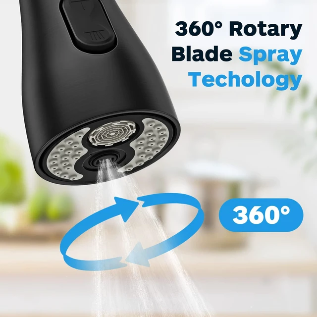 Alt view image 3 of 6 - Kitchen Faucet Head Replacement, Kitchen Sink Faucet Head G 1/2, Kitchen Sink Sprayer Replacement 3 Modes with 12 Different Adapters, Compatible with Moen, Delta, Kohler Faucets, Black