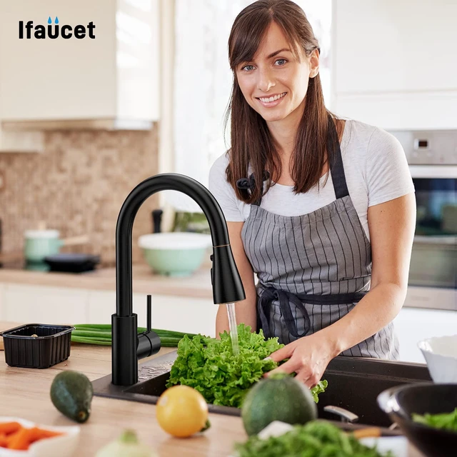 Alt view image 6 of 6 - Kitchen Faucet Head Replacement, Kitchen Sink Faucet Head G 1/2, Kitchen Sink Sprayer Replacement 3 Modes with 12 Different Adapters, Compatible with Moen, Delta, Kohler Faucets, Black