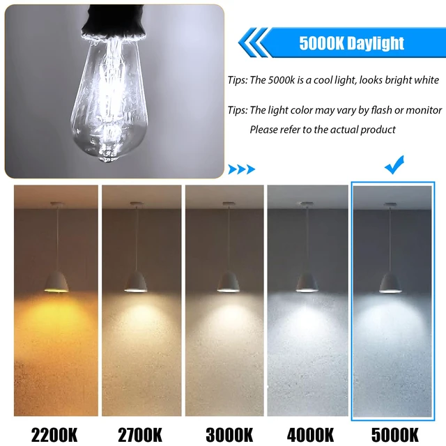 Alt view image 3 of 7 - 5000K Daylight Dimmable LED Edison Bulbs 40W Equivalent, 16 Pack 4 Watt ST19 LED Light Bulb for Bathroom, 90 CRI, 450LM, E26 Base
