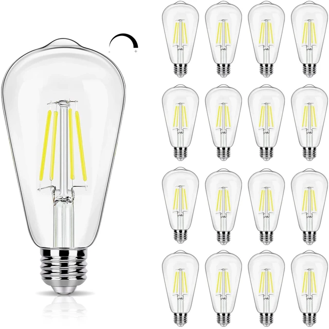 Main image of 5000K Daylight Dimmable LED Edison Bulbs 40W Equivalent, 16 Pack 4 Watt ST19 LED Light Bulb for Bathroom, 90 CRI, 450LM, E26 Base