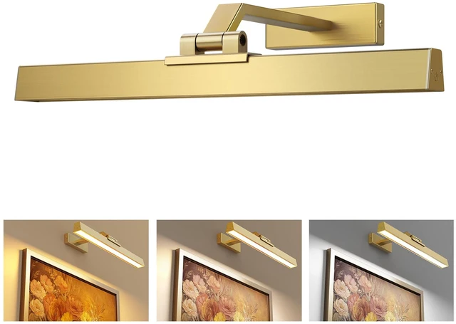 Main image of Picture Lights for Wall, Brushed Gold Battery Operated Picture Light 16in Art Light CCT Dimmable Recharging Battery Wall Light with Remote Control for Living Room Gallery