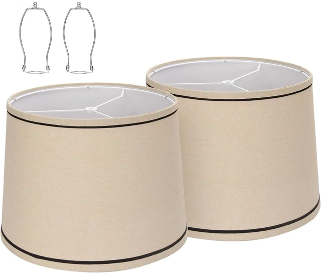 Main image of Drum Lamp Shades Set of 2 Beige Burlap,Fitter for Table &Floor Lamp Medium 11.6x12.6x9.8dual-layer fabric softens light, sturdy metal frame,Spider Fitter&EasyAssembly,fits bedroom/living room