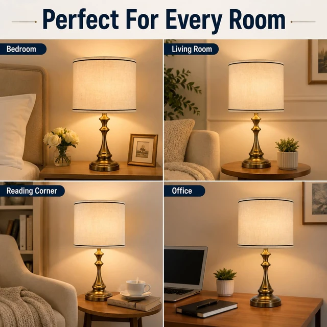 Alt view image 7 of 7 - Drum Lamp Shades Set of 2 Beige Burlap,Fitter for Table &Floor Lamp Medium 11.6x12.6x9.8dual-layer fabric softens light, sturdy metal frame,Spider Fitter&EasyAssembly,fits bedroom/living room