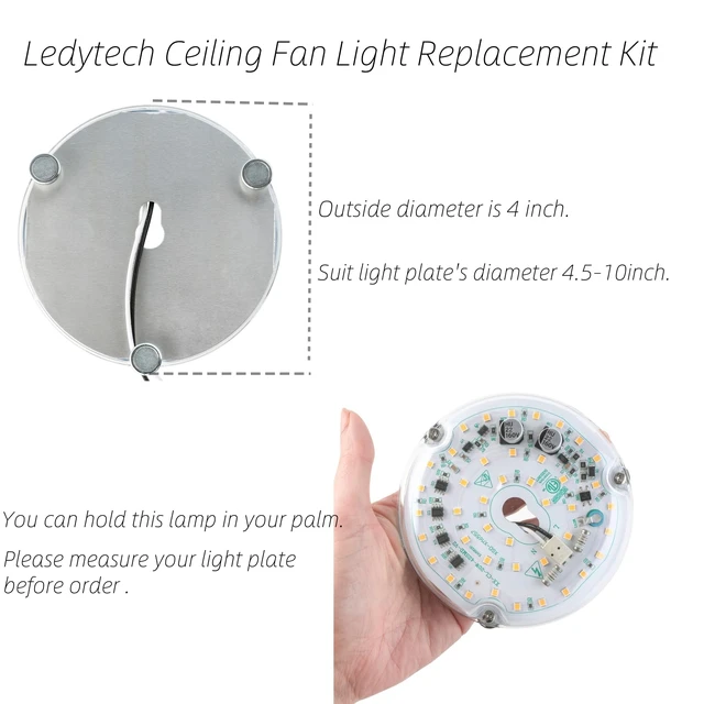 Alt view image 4 of 7 - 4 inch LED Retrofit Light Kit for Ceiling Fan Light Replacement Panel PCB 18W 3000K 2200LM 120V CRI90 Dimmable ETL (Warm White 3000K)