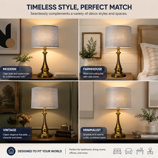 Alt view image 7 of 7 - Gray Linen Drum Lamp Shades Set of 2,Fitter for Table &Floor Lamps Medium 11.6x12.6x9.8dual-layer fabric softens light, sturdy metal frame,Spider Fitter&EasyAssembly,fits bedroom/living room