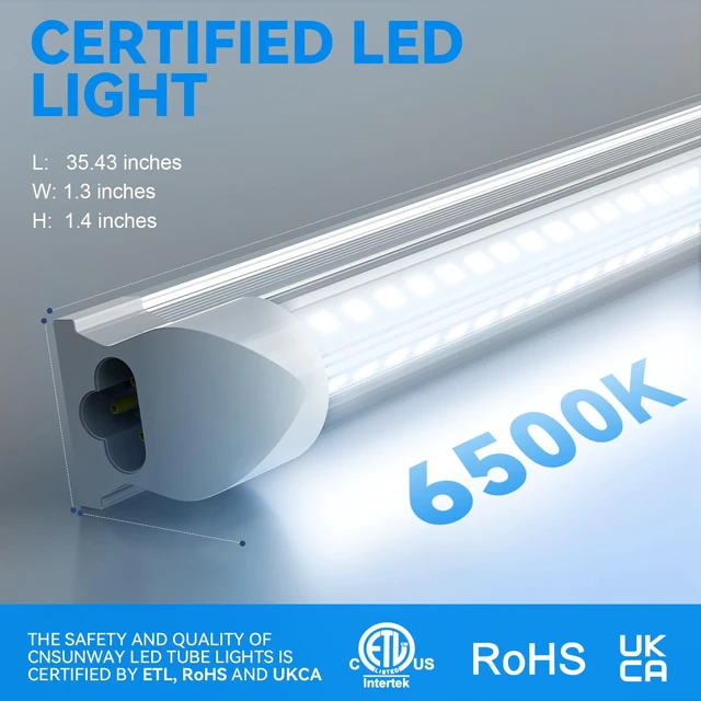 Alt view image 6 of 7 - LED Shop Light 3FT, 34W 4760LM 6500K, V-Shape T8 LED Tube Lights Ceiling Shop Lights, Linkable Under Counter Light for Kitchen, Garage, Workbench, Basement, Plug and Play, ETL Listed, 2-Pack