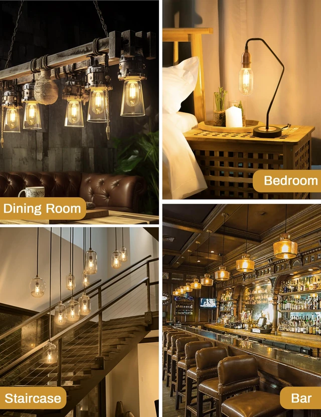 Alt view image 2 of 7 - 6 Pack LED Edison Bulbs,4W Edison Light Bulbs,LED Filament Bulbs 40W Equivalent,E26 Base,T45 LED Bulb with Clear Glass,Warm White 2700K,Non Dimmable,Great for Home,Bedroom,Office