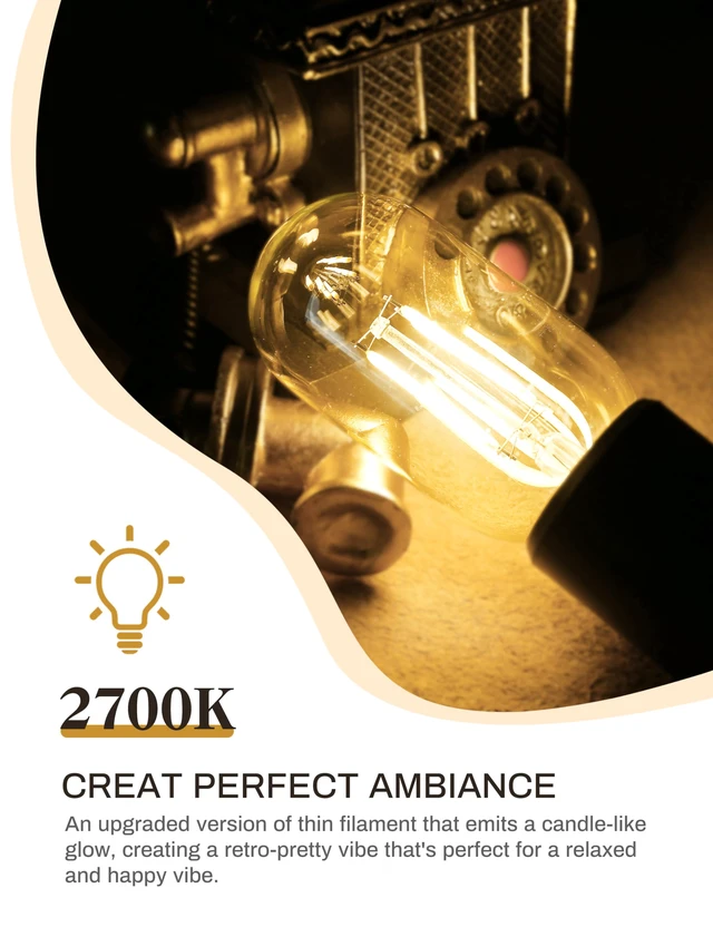 Alt view image 7 of 7 - 6 Pack LED Edison Bulbs,4W Edison Light Bulbs,LED Filament Bulbs 40W Equivalent,E26 Base,T45 LED Bulb with Clear Glass,Warm White 2700K,Non Dimmable,Great for Home,Bedroom,Office