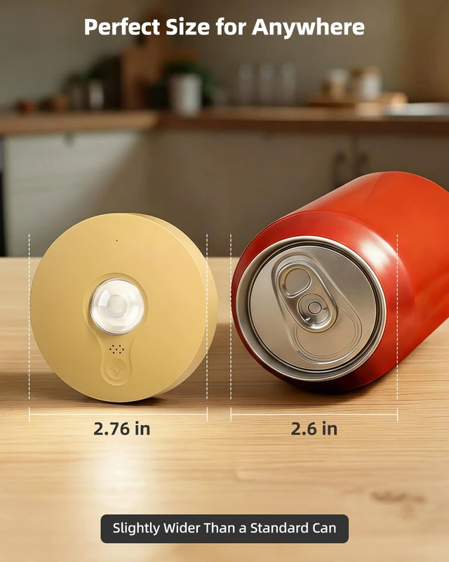 Alt view image 7 of 7 - Rechargeable Puck Lights with Remote Control, 1500mAh Battery Operated Tap Lights, Dimmer & Timer Under Cabinet, Wireless LED Stick-On for Closet, Bedroom, Kitchen - Gold 3Pcs